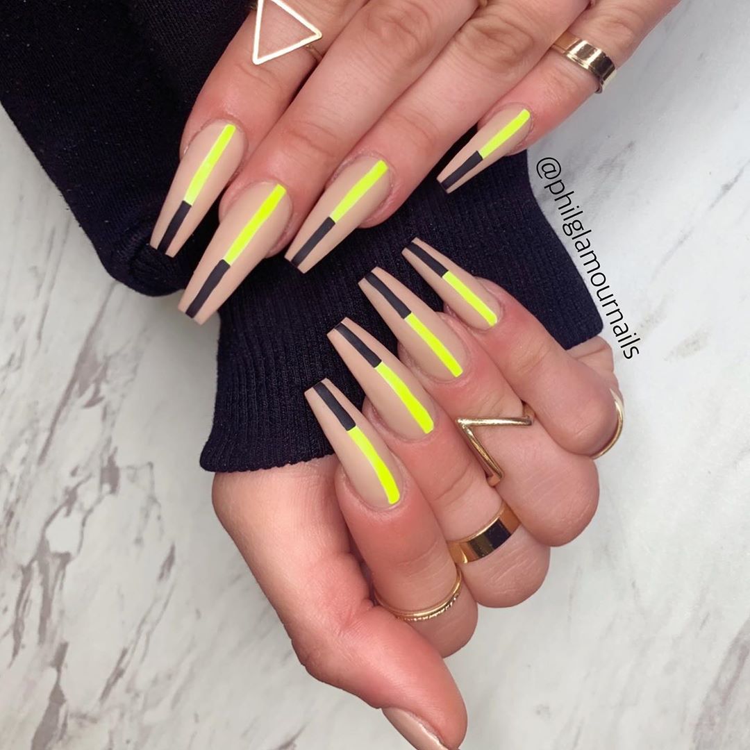 69 Outstanding Matte Coffin Nail Art Designs With Different Colours