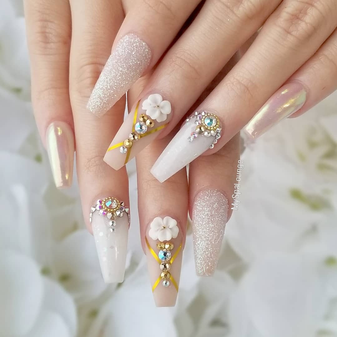 60 Elegant 3D Flower Nail Art Designs