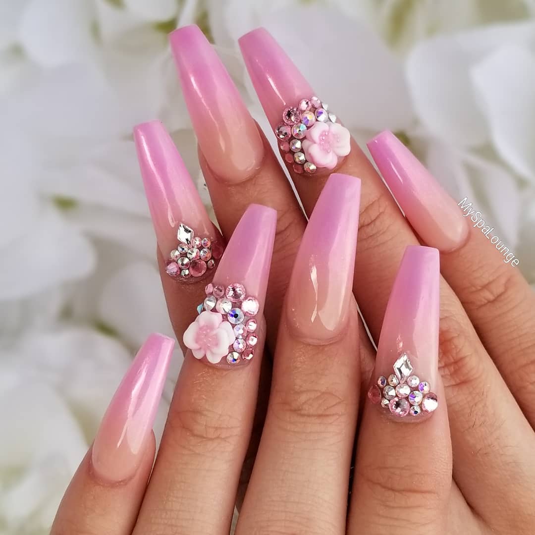 60 Elegant 3D Flower Nail Art Designs