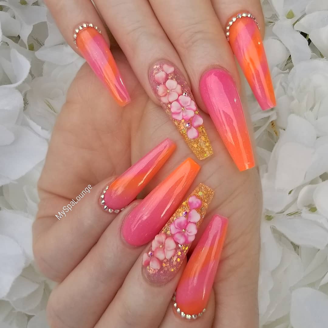 60 Elegant 3D Flower Nail Art Designs