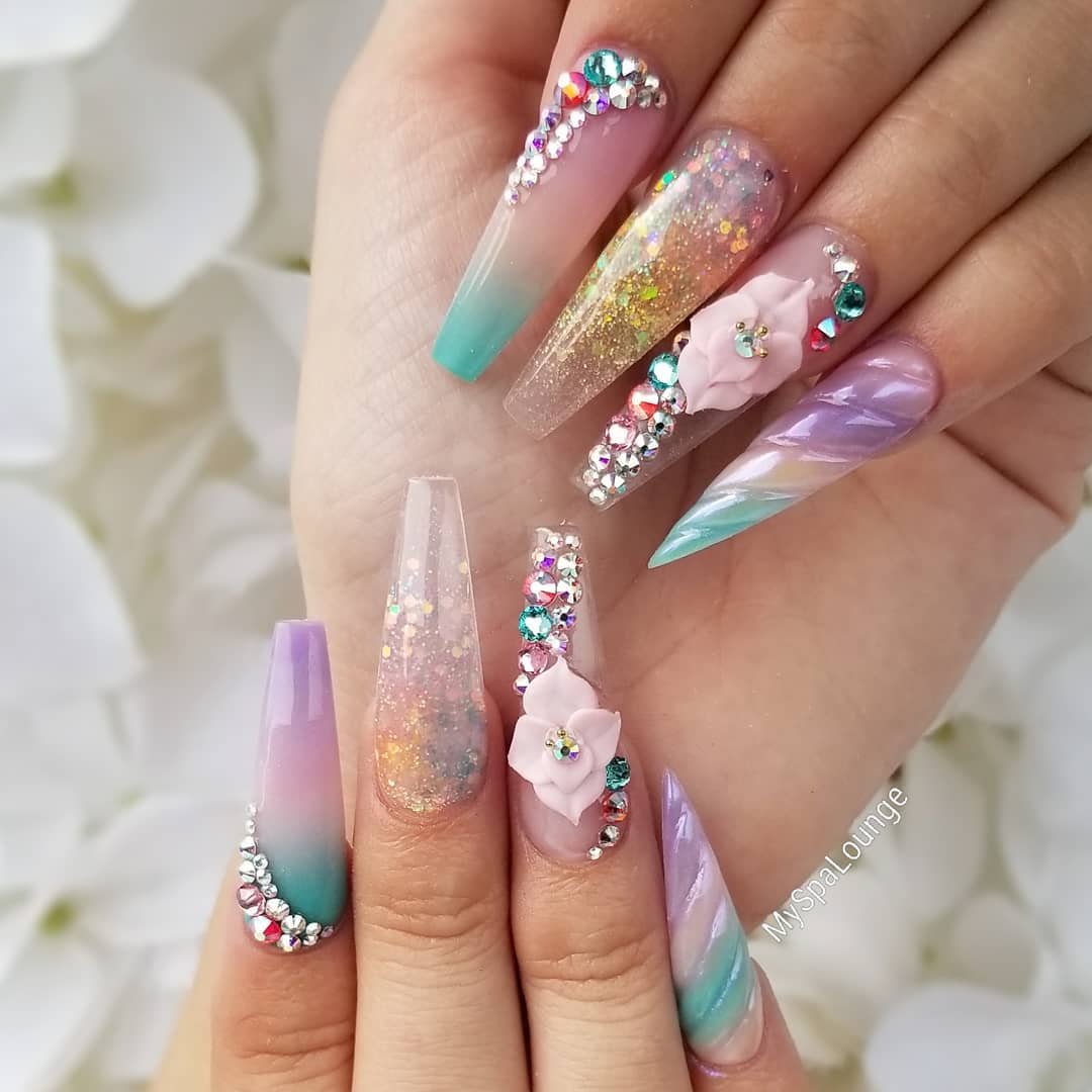 60 Elegant 3D Flower Nail Art Designs