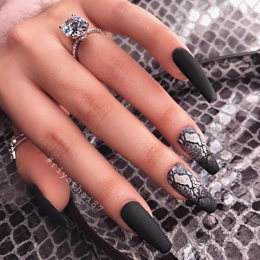 69 Outstanding Matte Coffin Nail Art Designs With Different Colours