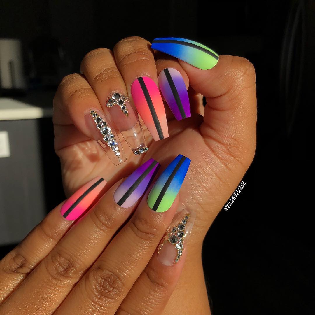 69 Outstanding Matte Coffin Nail Art Designs With Different Colours