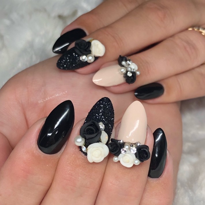 60 Elegant 3D Flower Nail Art Designs