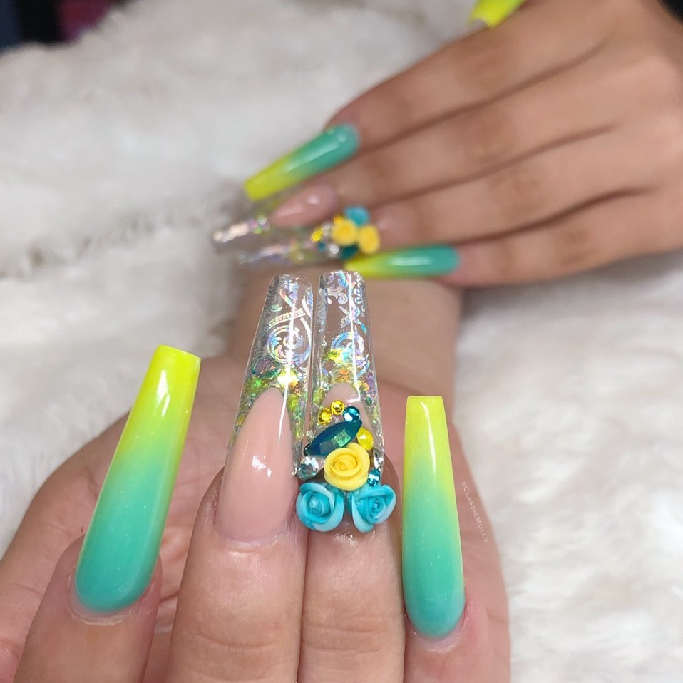 60 Elegant 3D Flower Nail Art Designs