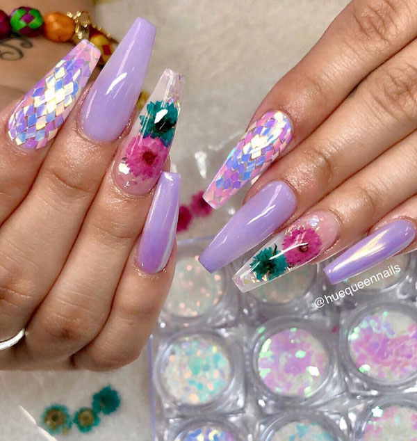 51 Dried Flower Nail Art Designs