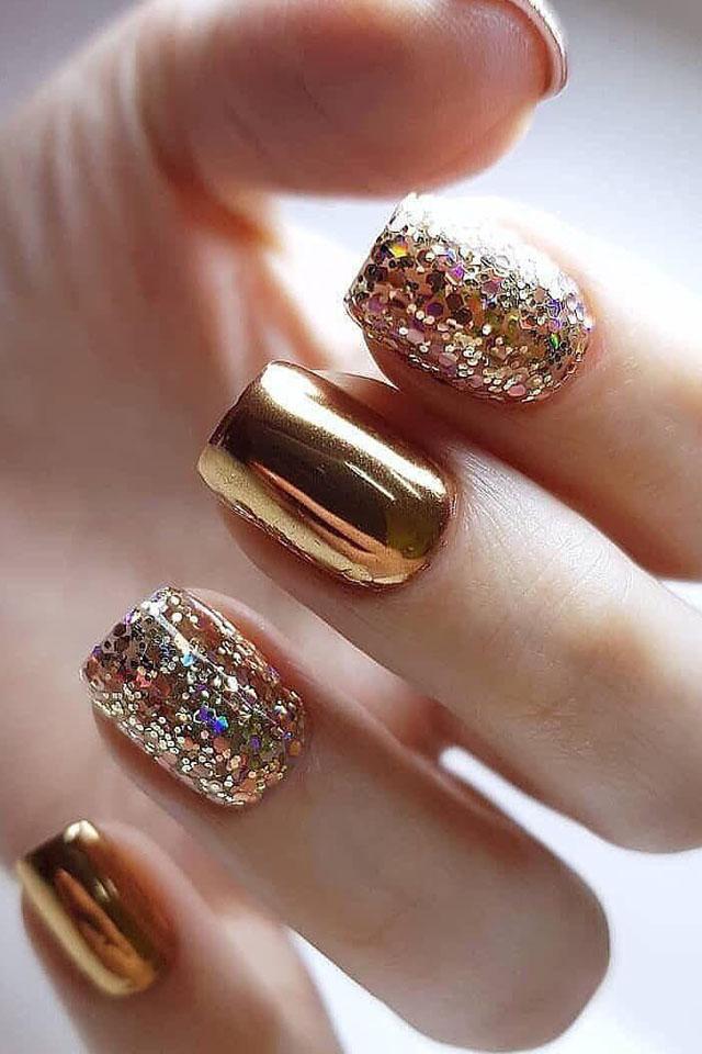 35 Classy Gold Nail Art Designs for Fall