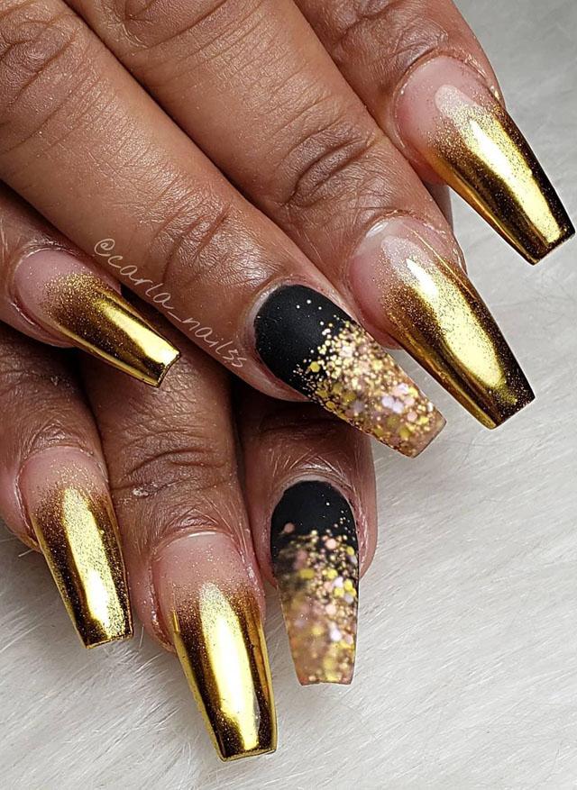 35 Classy Gold Nail Art Designs for Fall