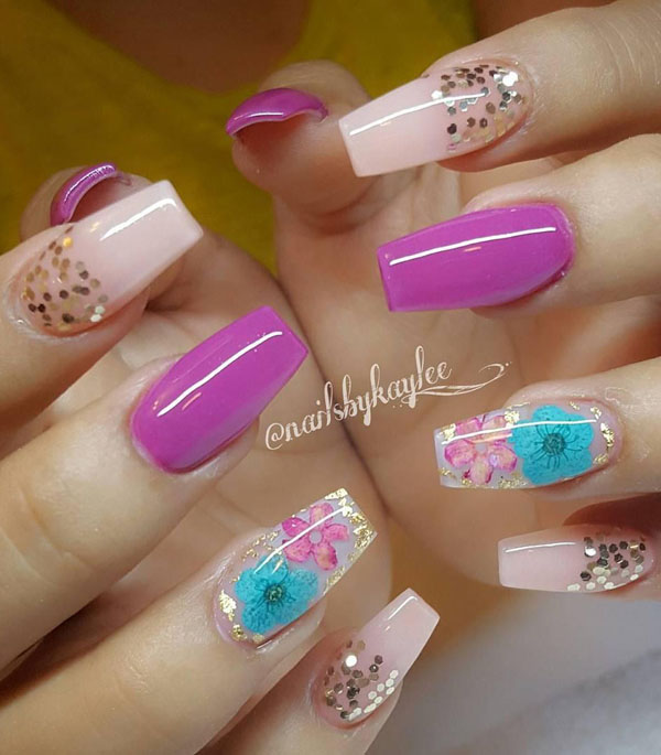 51 Dried Flower Nail Art Designs