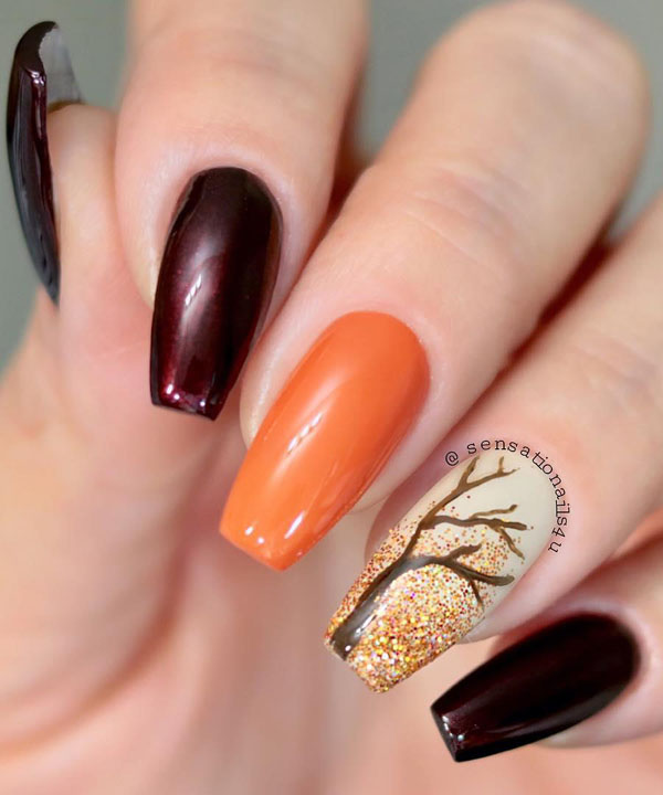 60 Pretty Fall Nail Art Designs For 2019