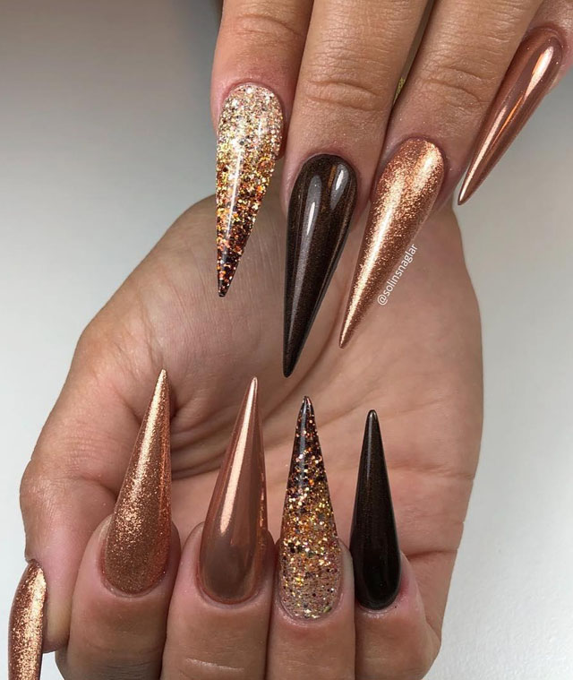 35 Classy Gold Nail Art Designs for Fall