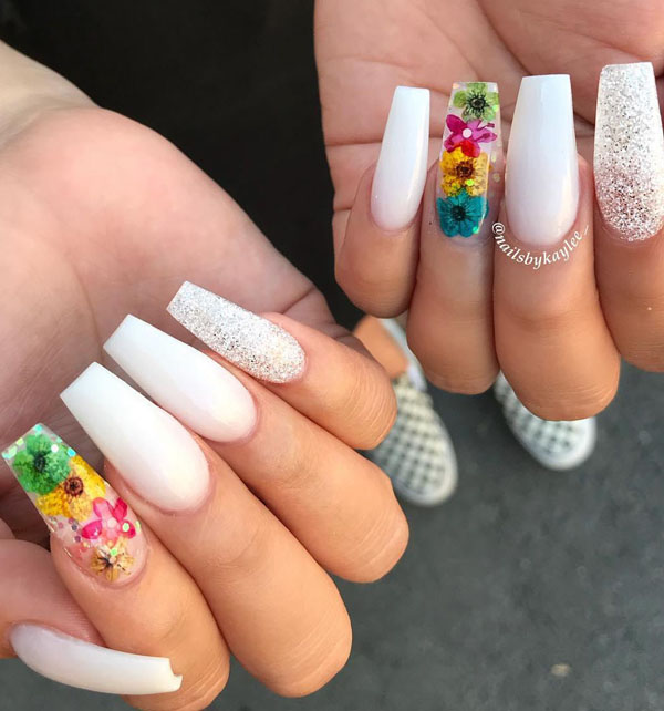 51 Dried Flower Nail Art Designs