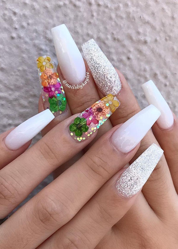 51 Dried Flower Nail Art Designs