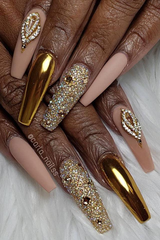 35 Classy Gold Nail Art Designs for Fall