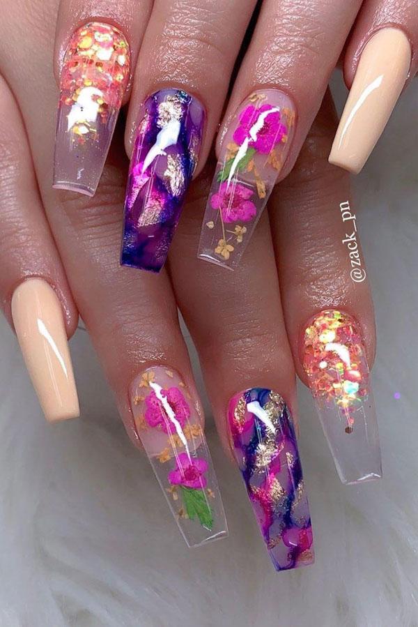 51 Dried Flower Nail Art Designs