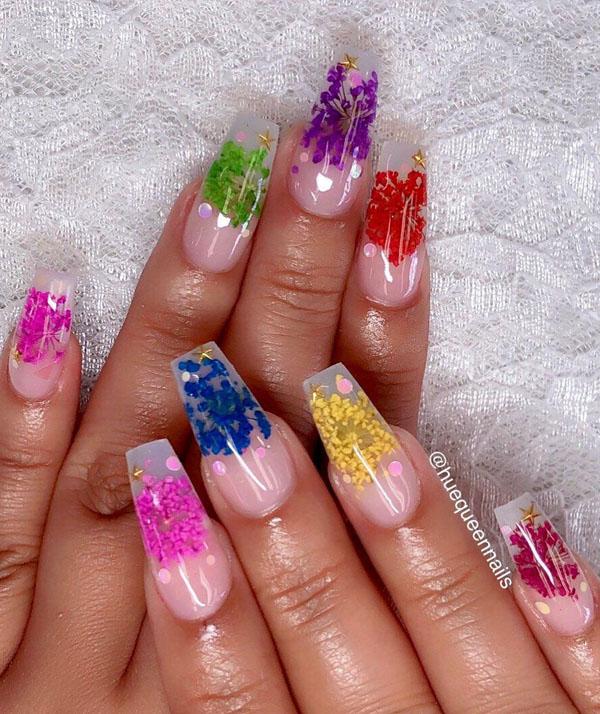 51 Dried Flower Nail Art Designs