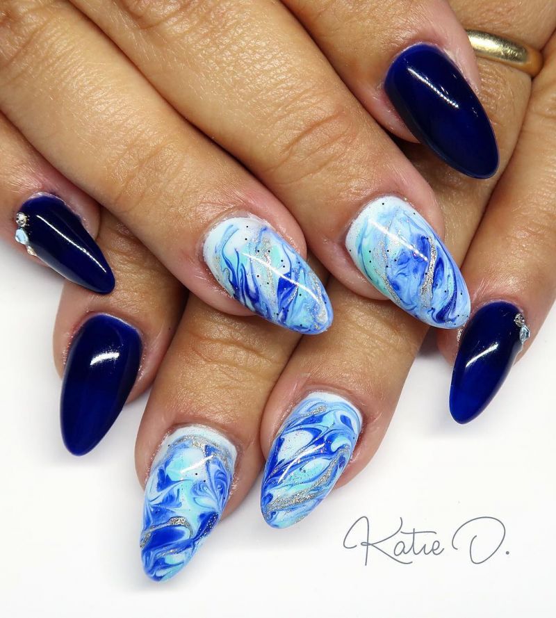 40 Trendy Blue Nail Art Designs to Make You Attractive