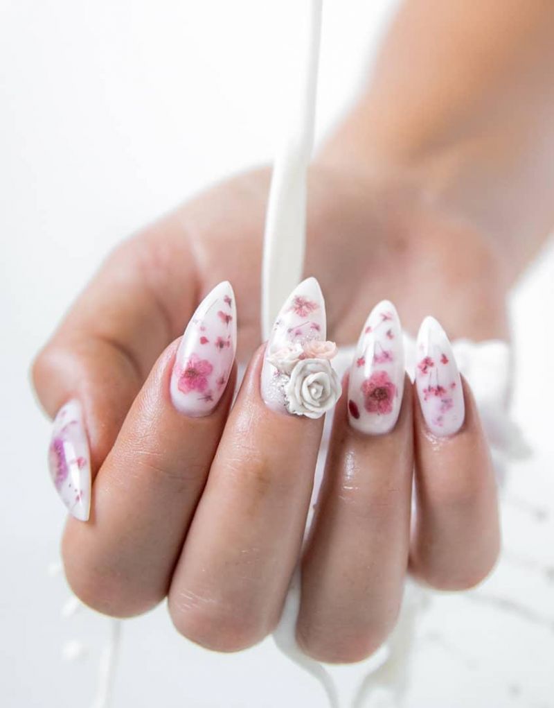 40 Trendy Milk Bath Nails You Must Try