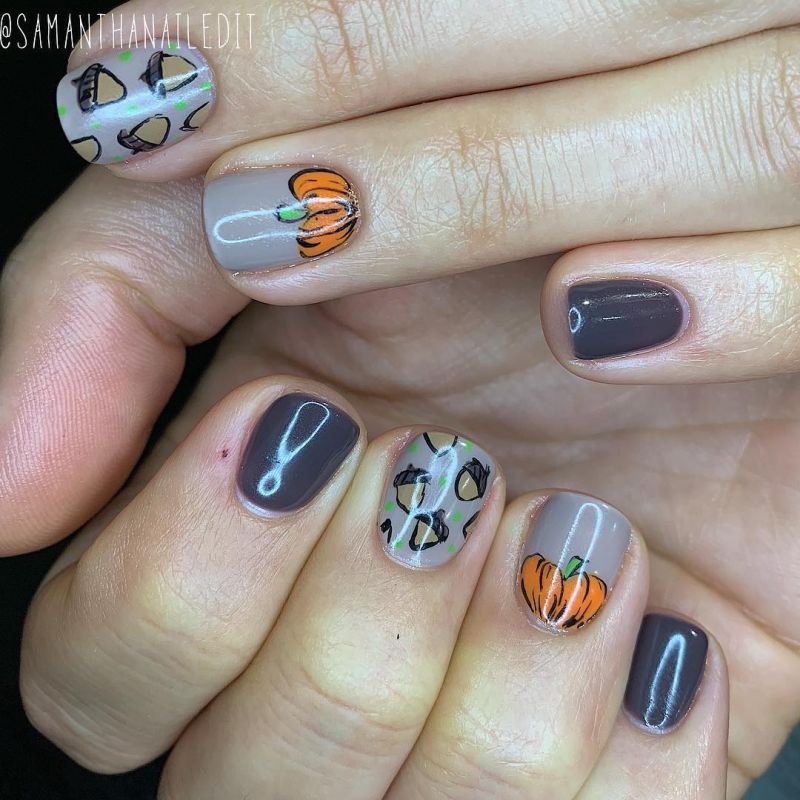 62 Trendy Thanksgiving Pumpkin Nail Art Designs to Try Right Now