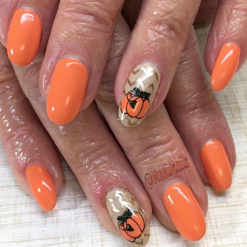 62 Trendy Thanksgiving Pumpkin Nail Art Designs to Try Right Now