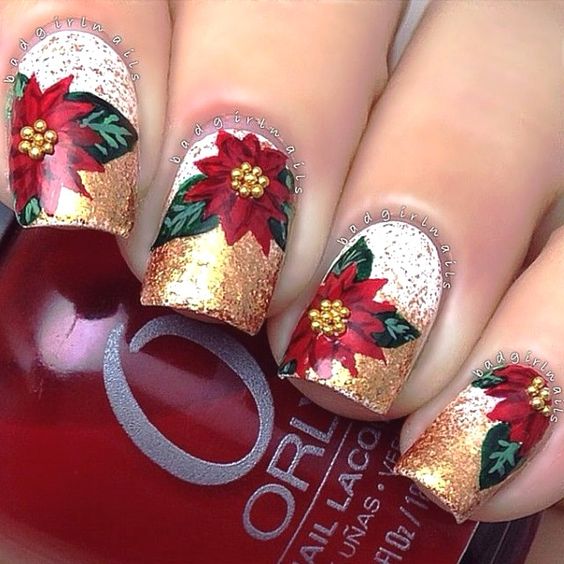 55 Gorgeous Christmas Nails With Mistletoe To Celebrate Holiday