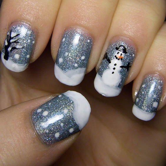 50 Gorgeous Snowman Christmas Nails To Inspire You