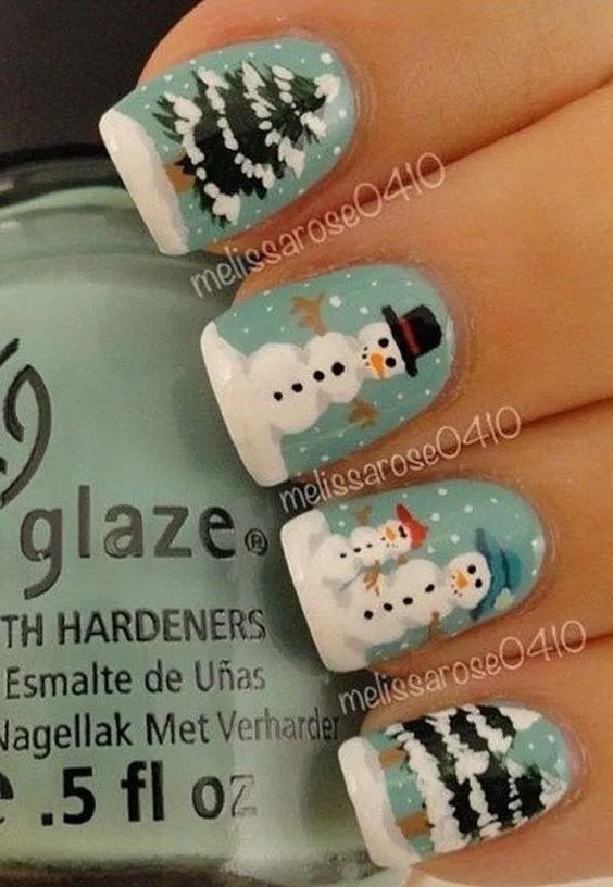 50 Gorgeous Snowman Christmas Nails To Inspire You