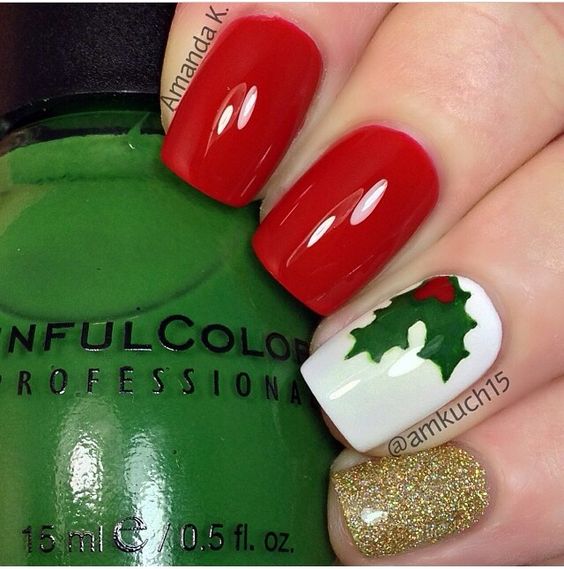 55 Gorgeous Christmas Nails With Mistletoe To Celebrate Holiday