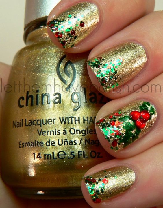 55 Gorgeous Christmas Nails With Mistletoe To Celebrate Holiday