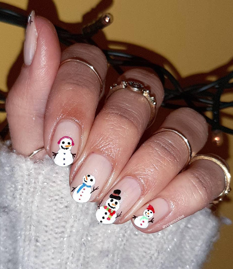 50 Gorgeous Snowman Christmas Nails To Inspire You