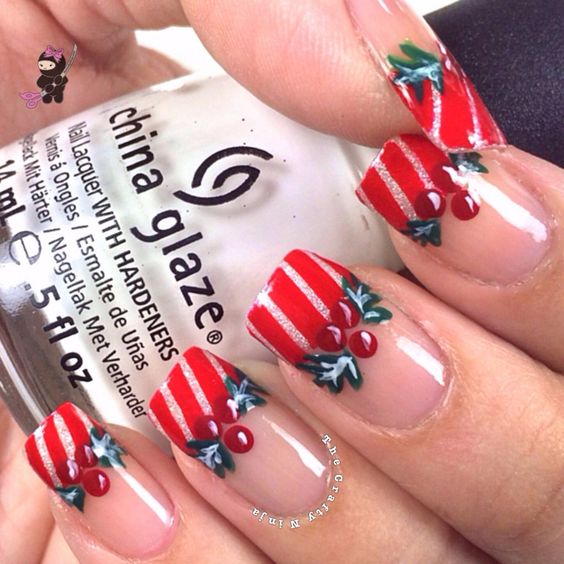 55 Gorgeous Christmas Nails With Mistletoe To Celebrate Holiday