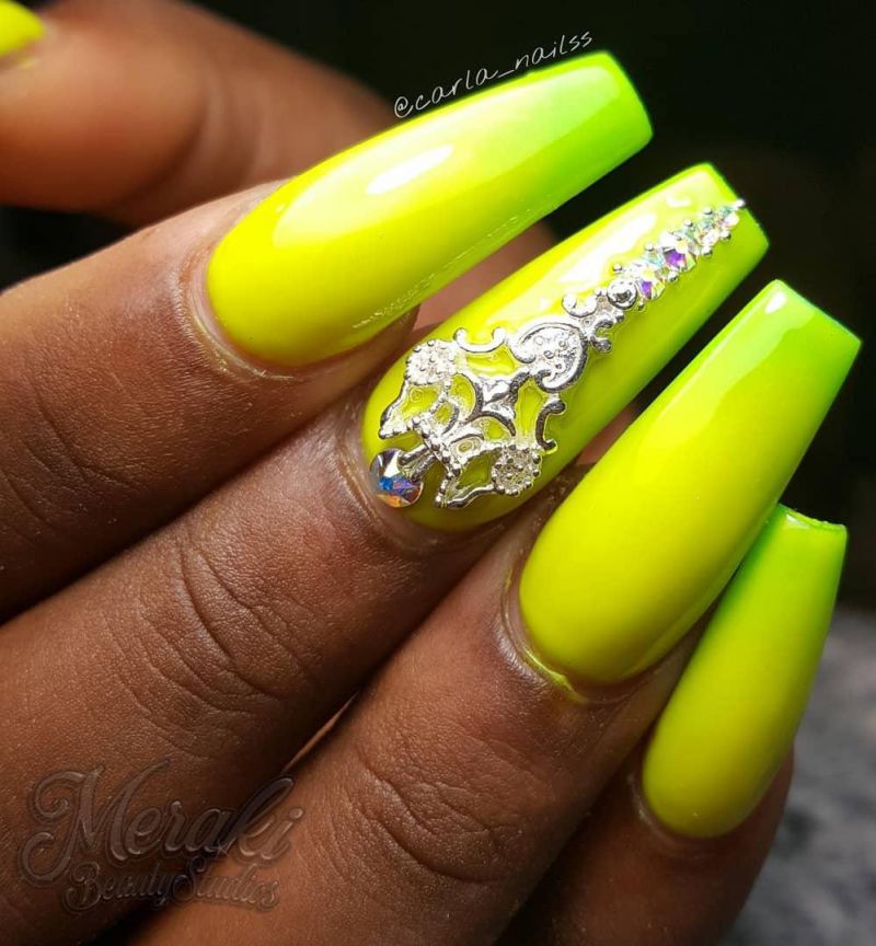 60 Pretty Yellow Acrylic Coffin Nails to Express Your Personality