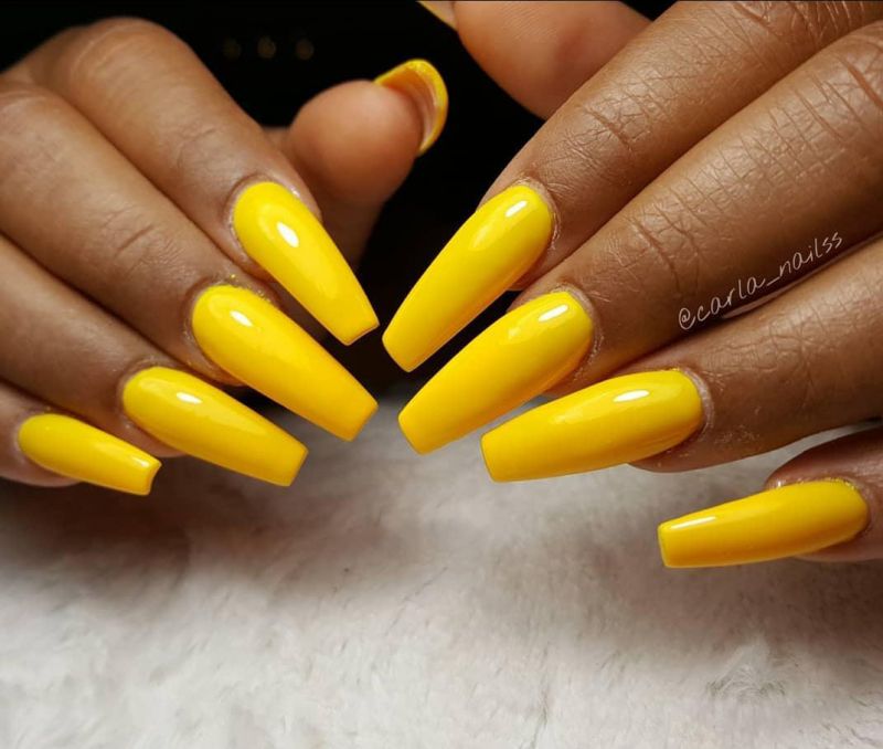 60 Pretty Yellow Acrylic Coffin Nails to Express Your Personality