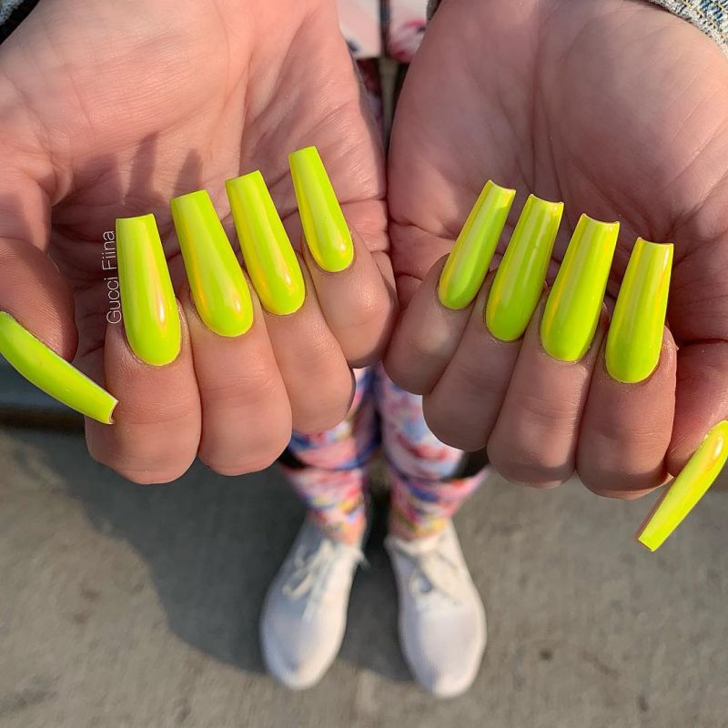 60 Pretty Yellow Acrylic Coffin Nails to Express Your Personality