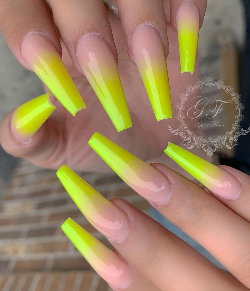 60 Pretty Yellow Acrylic Coffin Nails to Express Your Personality