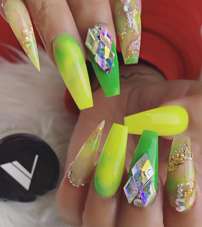 60 Pretty Yellow Acrylic Coffin Nails to Express Your Personality