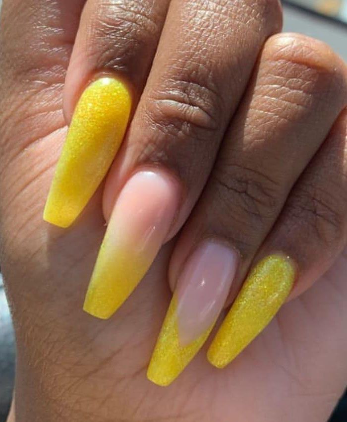 60 Pretty Yellow Acrylic Coffin Nails to Express Your Personality