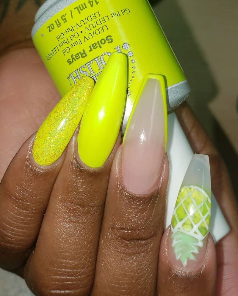 60 Pretty Yellow Acrylic Coffin Nails to Express Your Personality