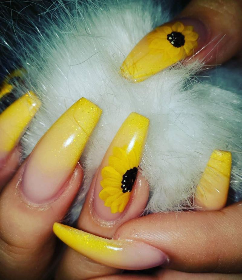 60 Pretty Yellow Acrylic Coffin Nails to Express Your Personality