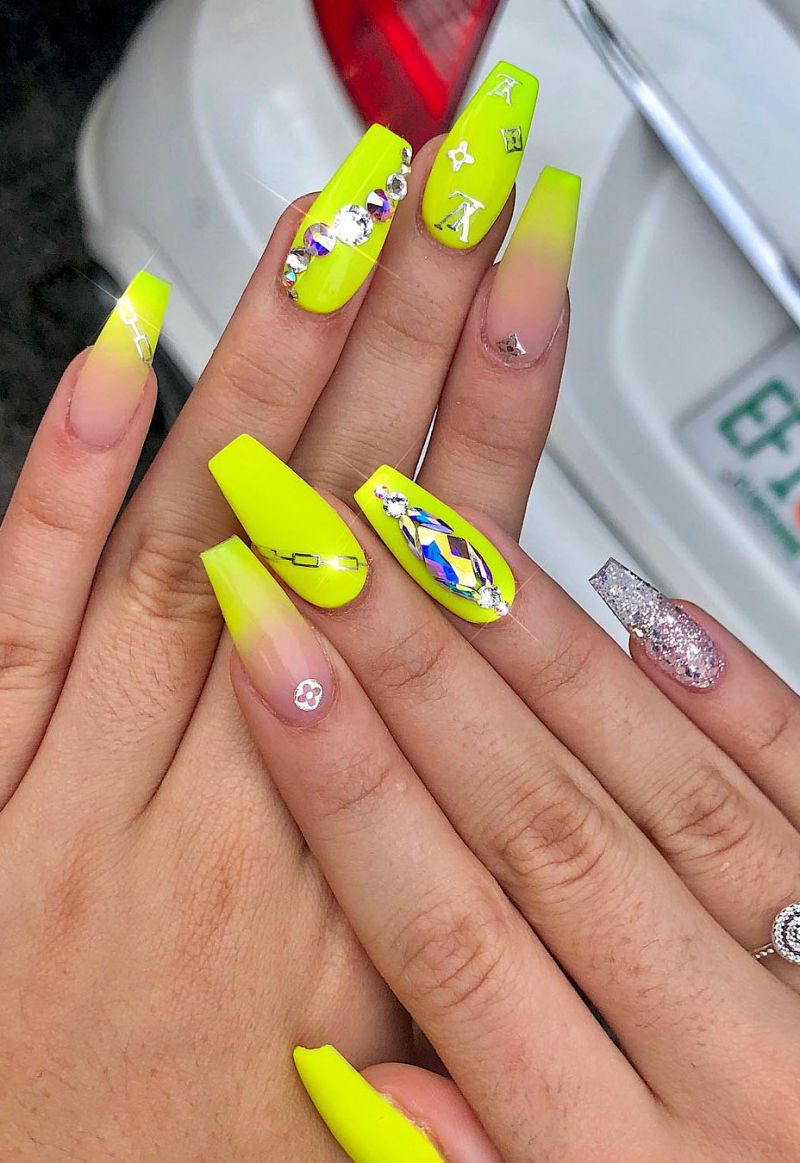 60 Pretty Yellow Acrylic Coffin Nails to Express Your Personality