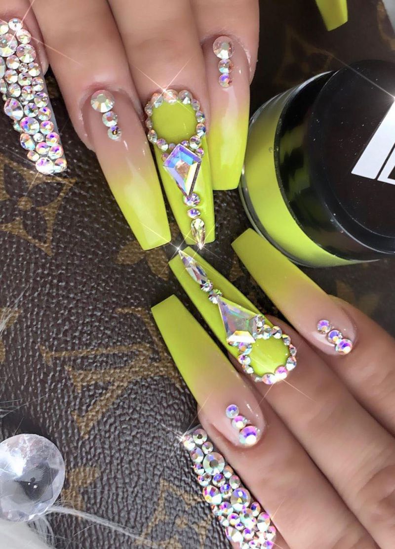 60 Pretty Yellow Acrylic Coffin Nails to Express Your Personality