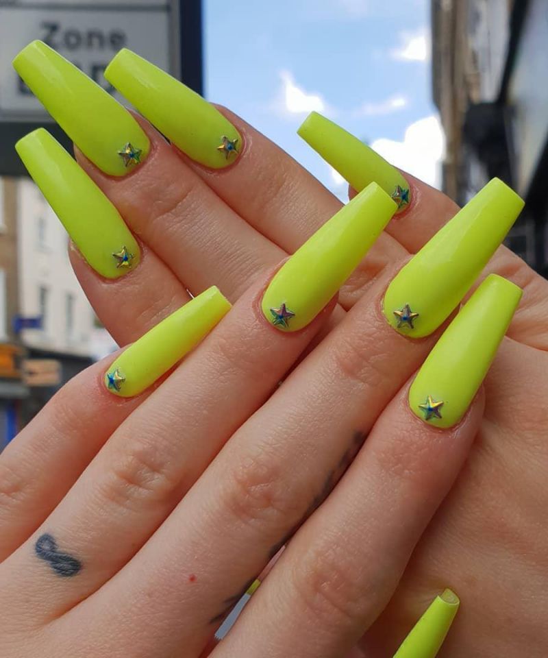 60 Pretty Yellow Acrylic Coffin Nails to Express Your Personality