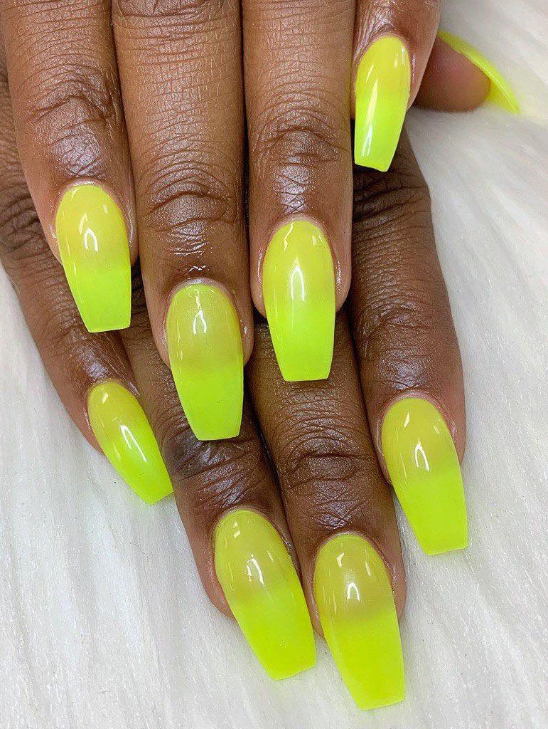 60 Pretty Yellow Acrylic Coffin Nails to Express Your Personality