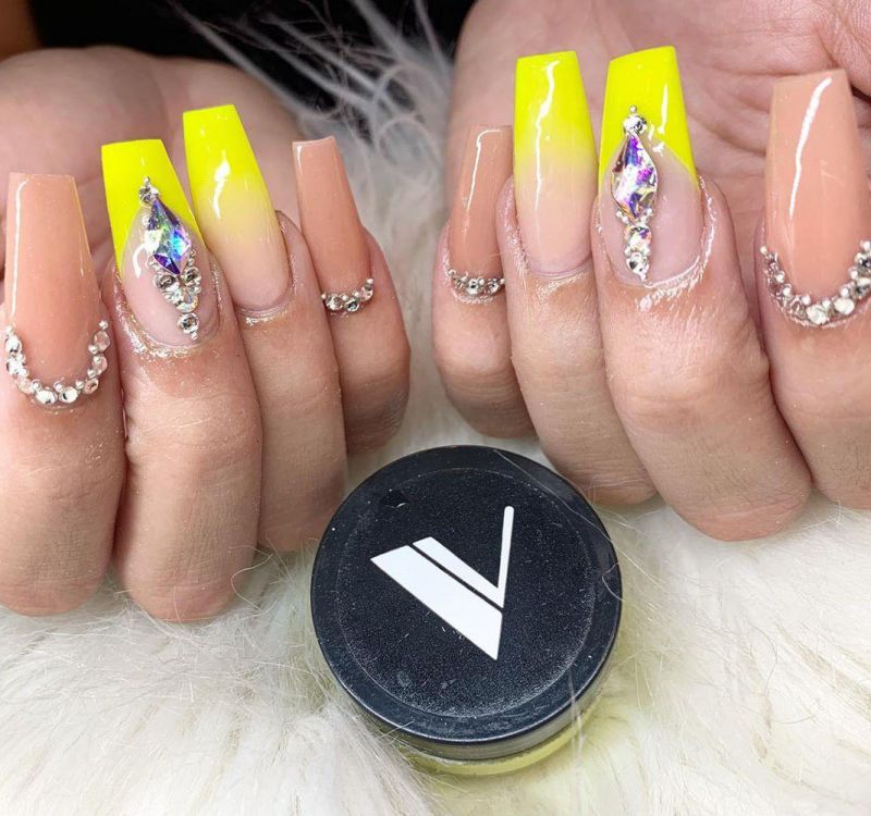 60 Pretty Yellow Acrylic Coffin Nails to Express Your Personality