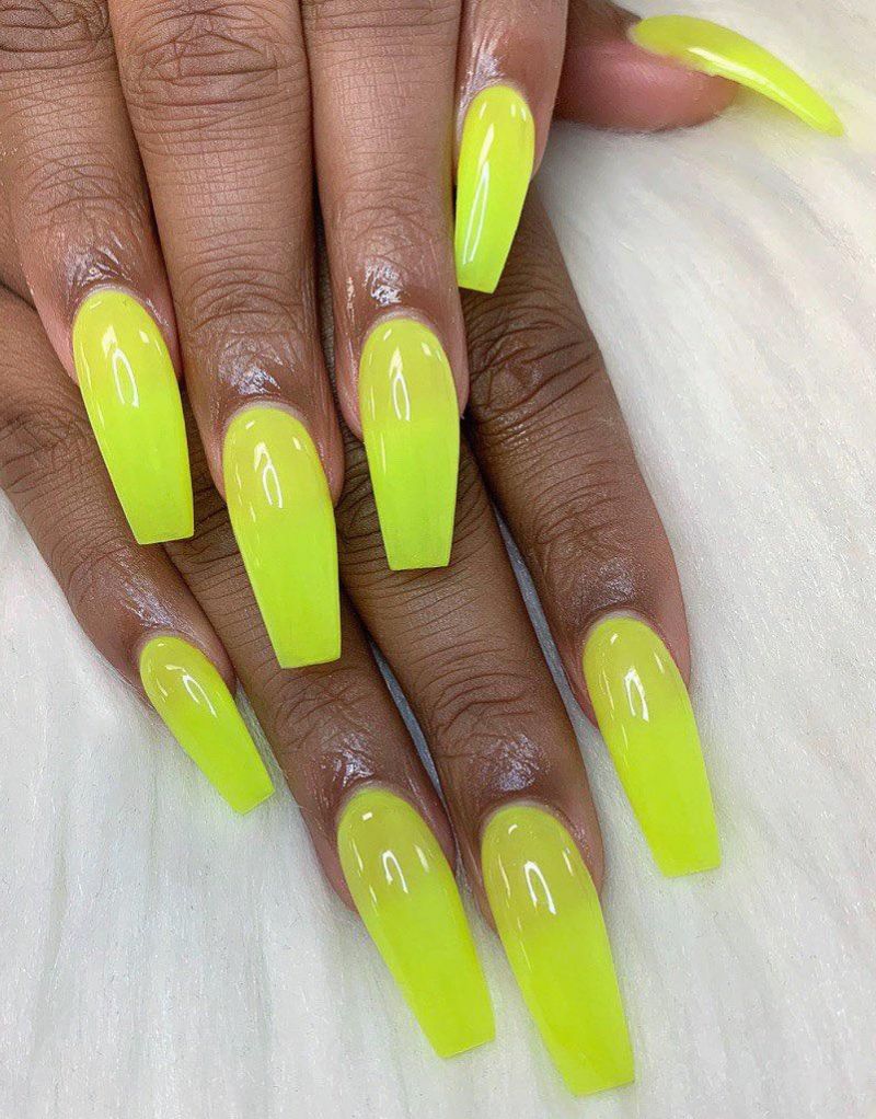 60 Pretty Yellow Acrylic Coffin Nails to Express Your Personality