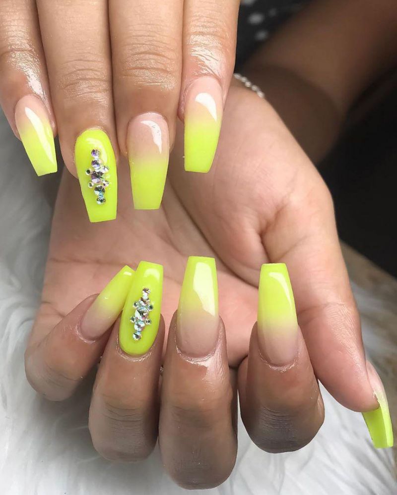 60 Pretty Yellow Acrylic Coffin Nails to Express Your Personality