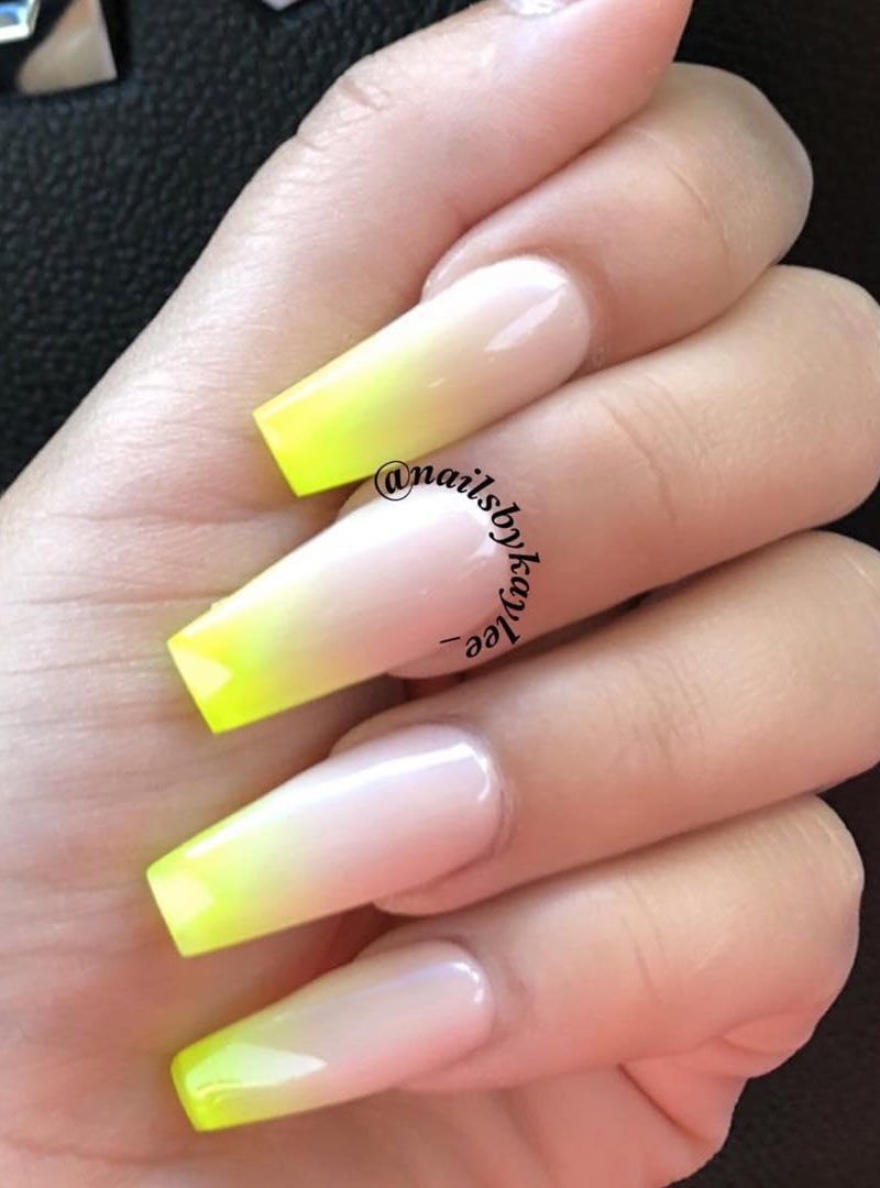 60 Pretty Yellow Acrylic Coffin Nails to Express Your Personality