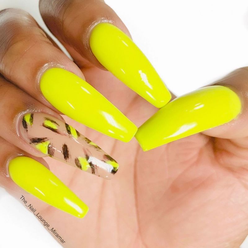 60 Pretty Yellow Acrylic Coffin Nails to Express Your Personality