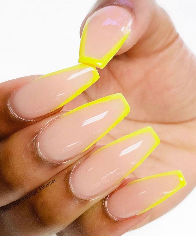 60 Pretty Yellow Acrylic Coffin Nails to Express Your Personality