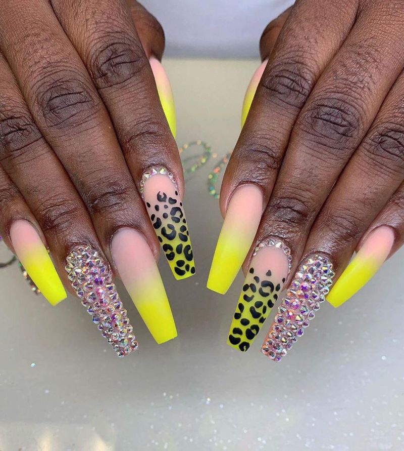 60 Pretty Yellow Acrylic Coffin Nails to Express Your Personality